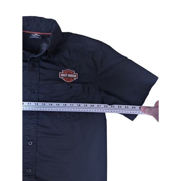 Harley Davidson Motorcycles Button Up Shirt Short Sleeve Biker Men's Logo Large - Picture 5 of 5